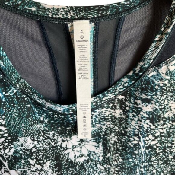 Lululemon Seek The Heat Short Sleeve Size 4 Wildwood White Multi Nocturnal Teal - Picture 8 of 8